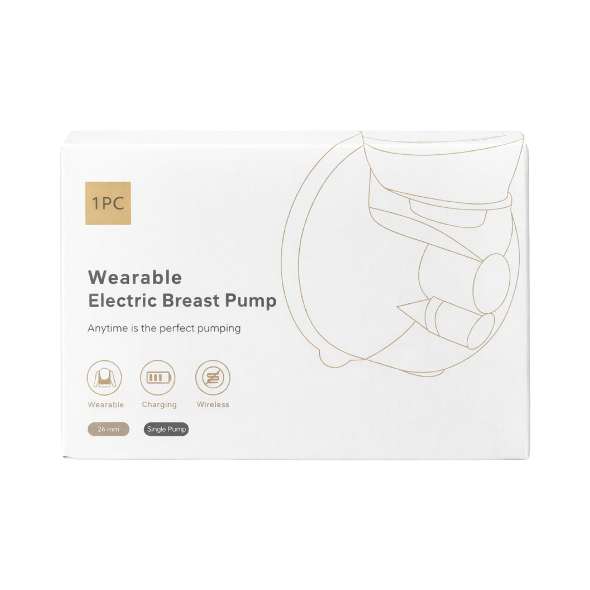 Wearable Electric Breast Pump – Portable & Wireless (Single Pump 26mm)