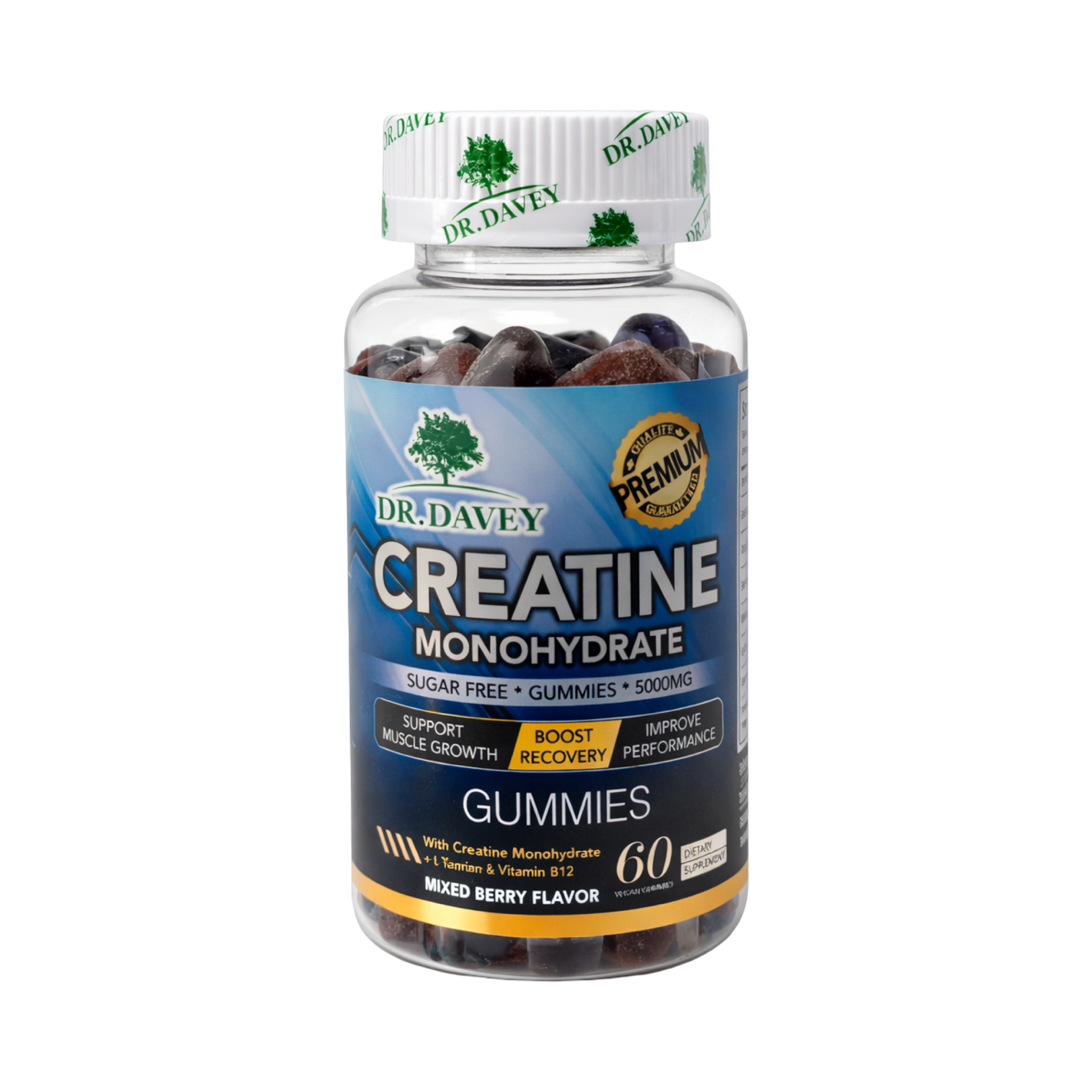 Dr. Davey Creatine Monohydrate Gummies 5000mg – 60 Copë