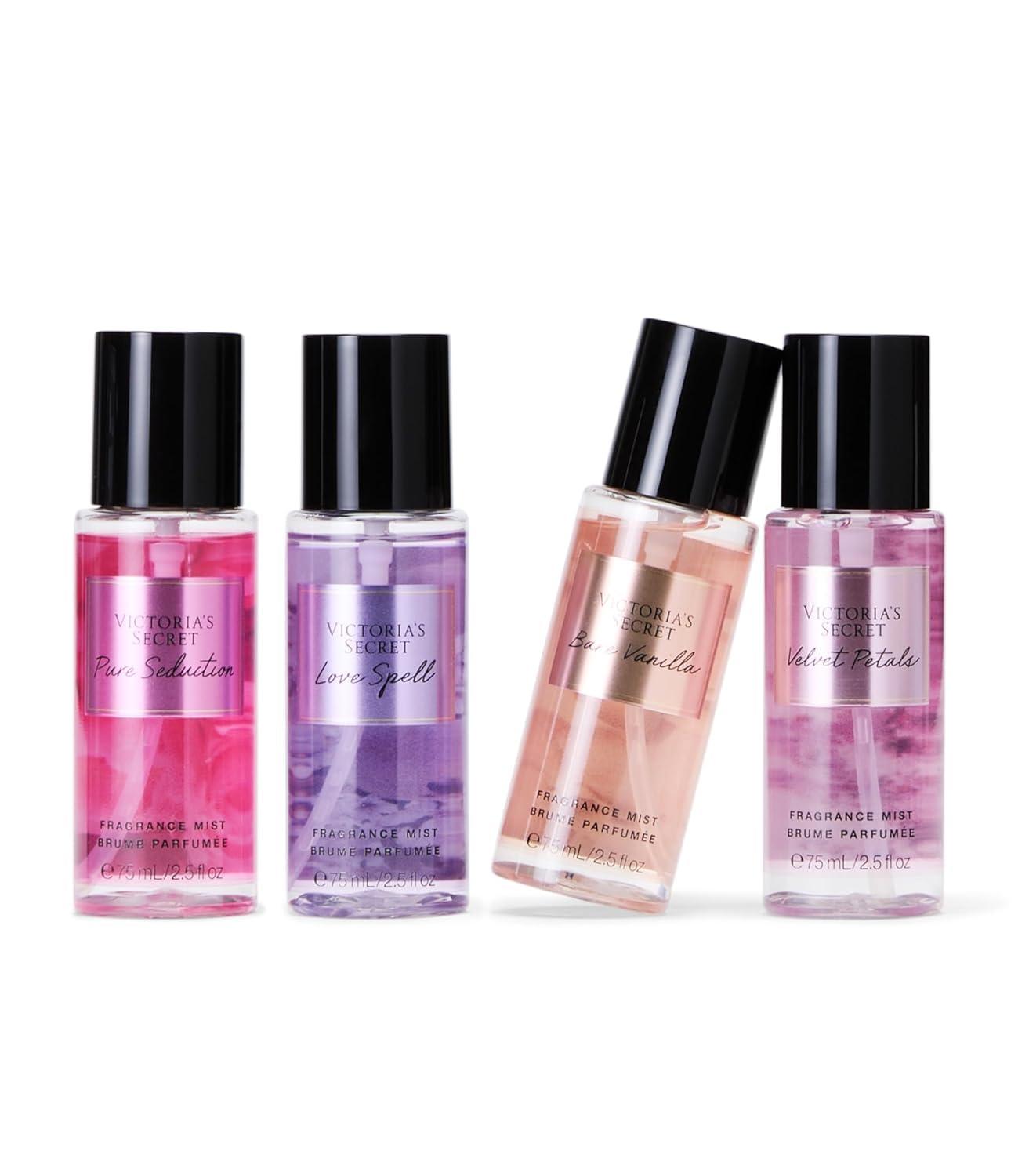 Victoria's Secret 4Pcs Mist Travel Set 75ml (Pure Seduction+Velvet Petals+Love Spell +Bare Vanilla
