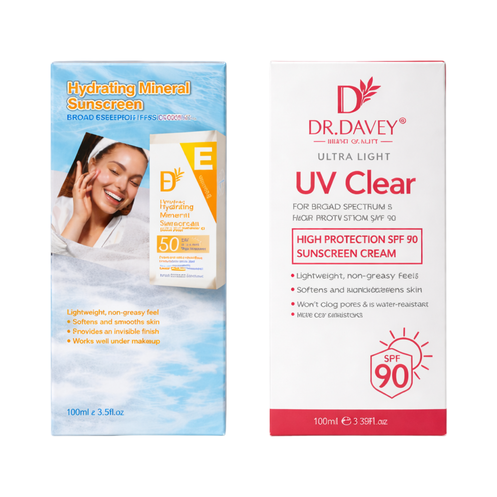 Dr. Davey Hydrating Mineral Sunscreen SPF 50 & Dr. Davey UV Clear Sunscreen Cream SPF 90