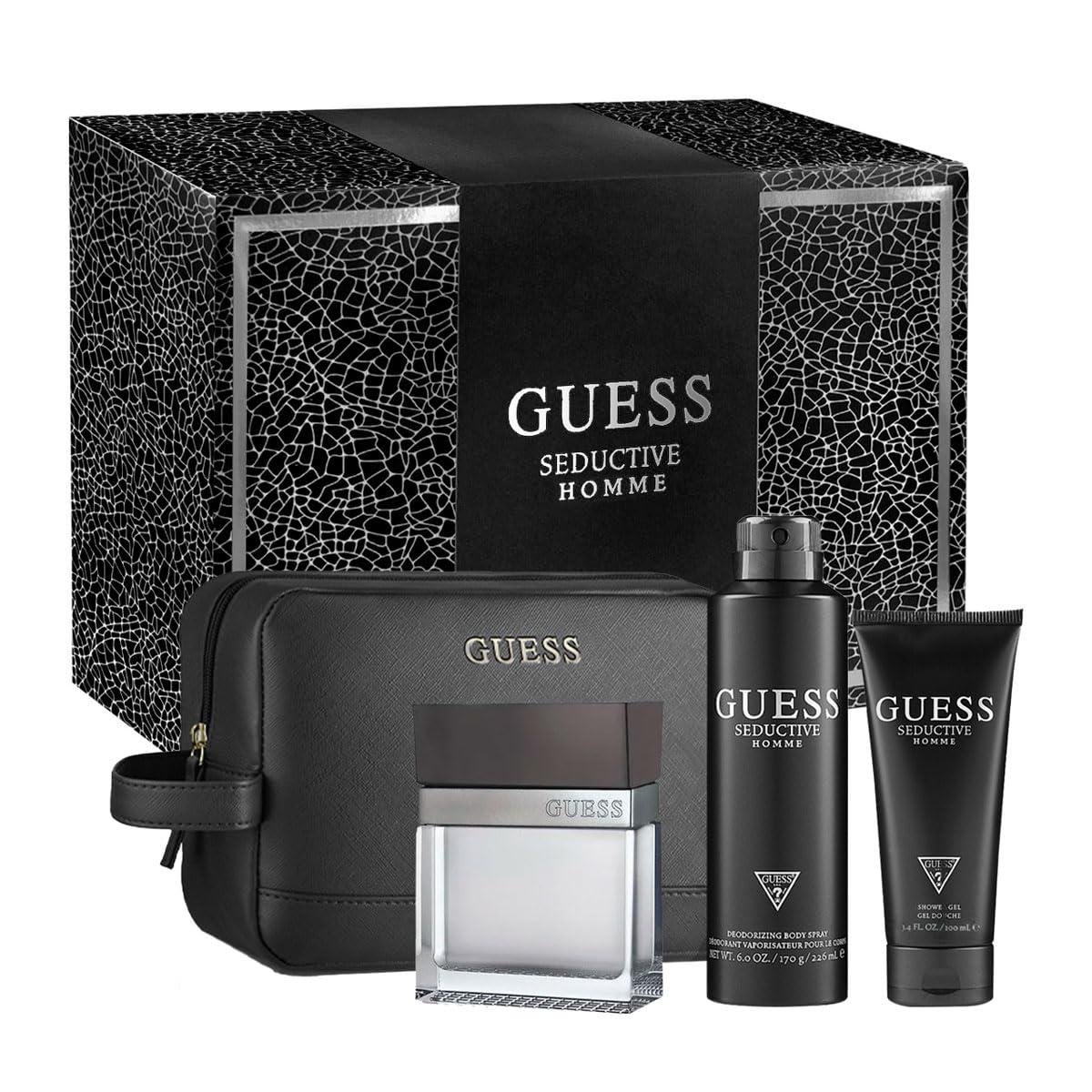 Guess Seductive Noir M 4 Piece Set (100ml EDT + 100ml SG + 226ml Body Spray +Pouch)