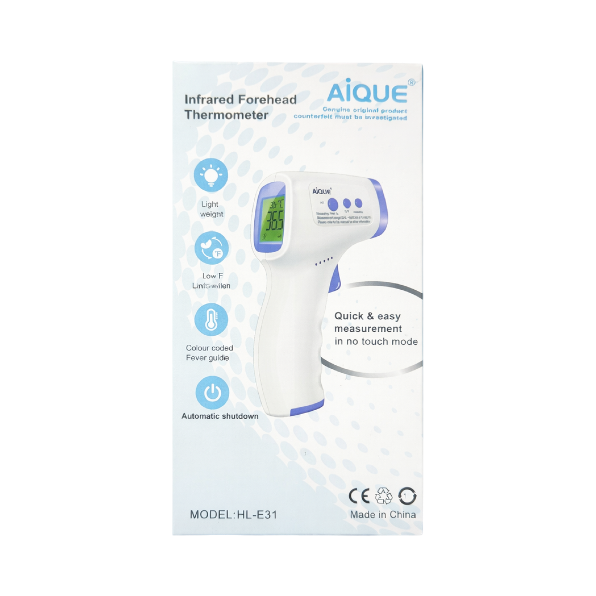 AIQUE Infrared Forehead Thermometer HL-E31 – Termometër Digjital Pa Prekje
