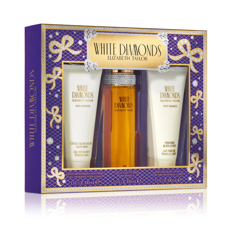 Elizabeth Taylor White Diamonds 3Pc(EDT +100ml+B/Lotion 100ml+Gentle Moisturizing B/Wash 100ml)G/Set