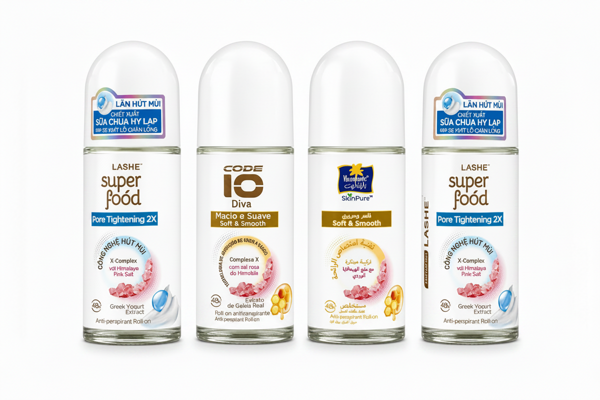 LASHE Super Food , Deo Roll-On         Për Femra – 4 Copë, 4 Aroma të Ndryshme