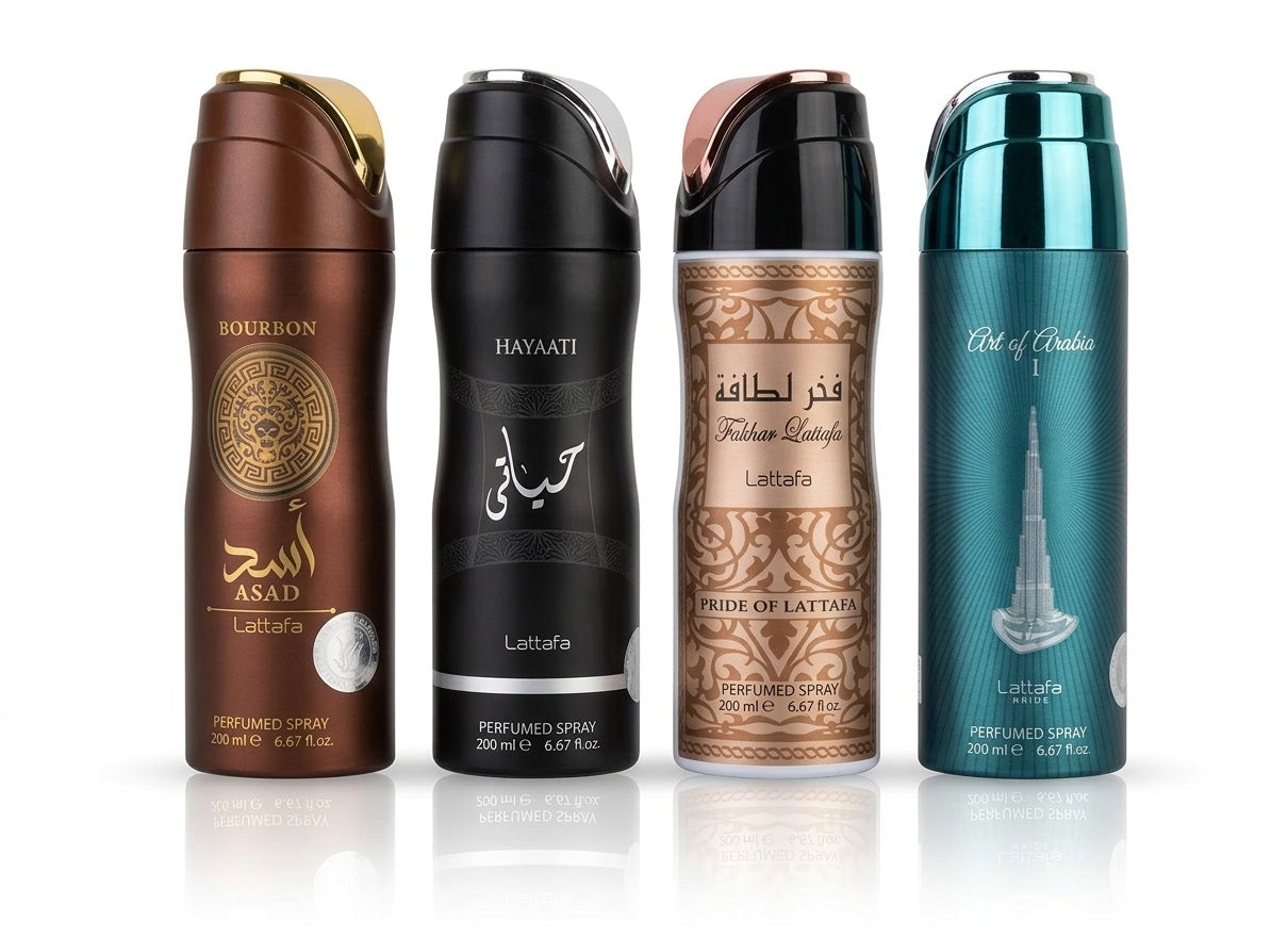 Lattafa Perfumed Deo Spray – Set me 4 Aroma për Meshkuj