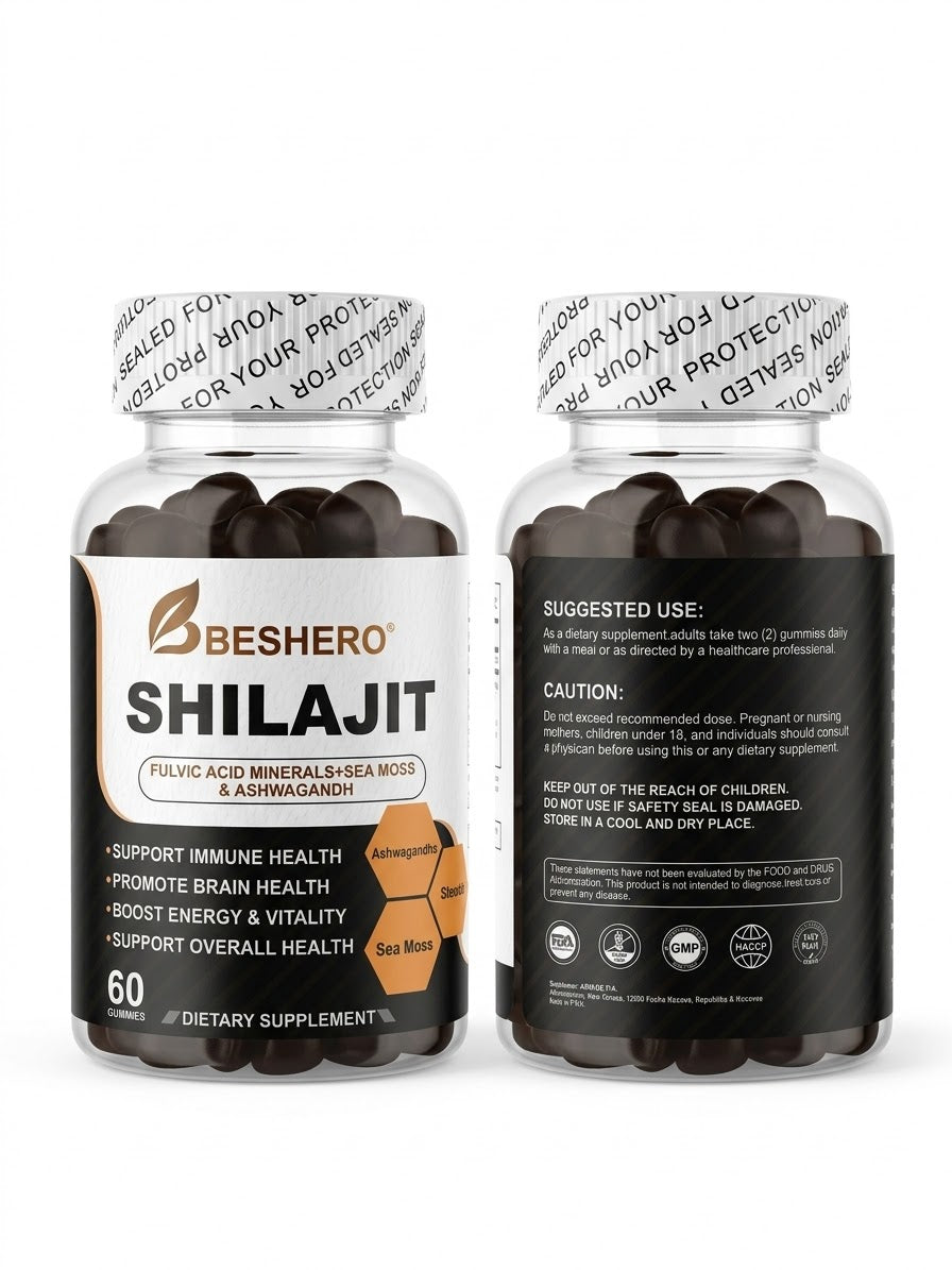 BESHERO SHILAJIT GUMMIES (2 kuti/SHISHE X 60 GOMINA) – ENERGJI DHE SHËNDET NATYRAL!