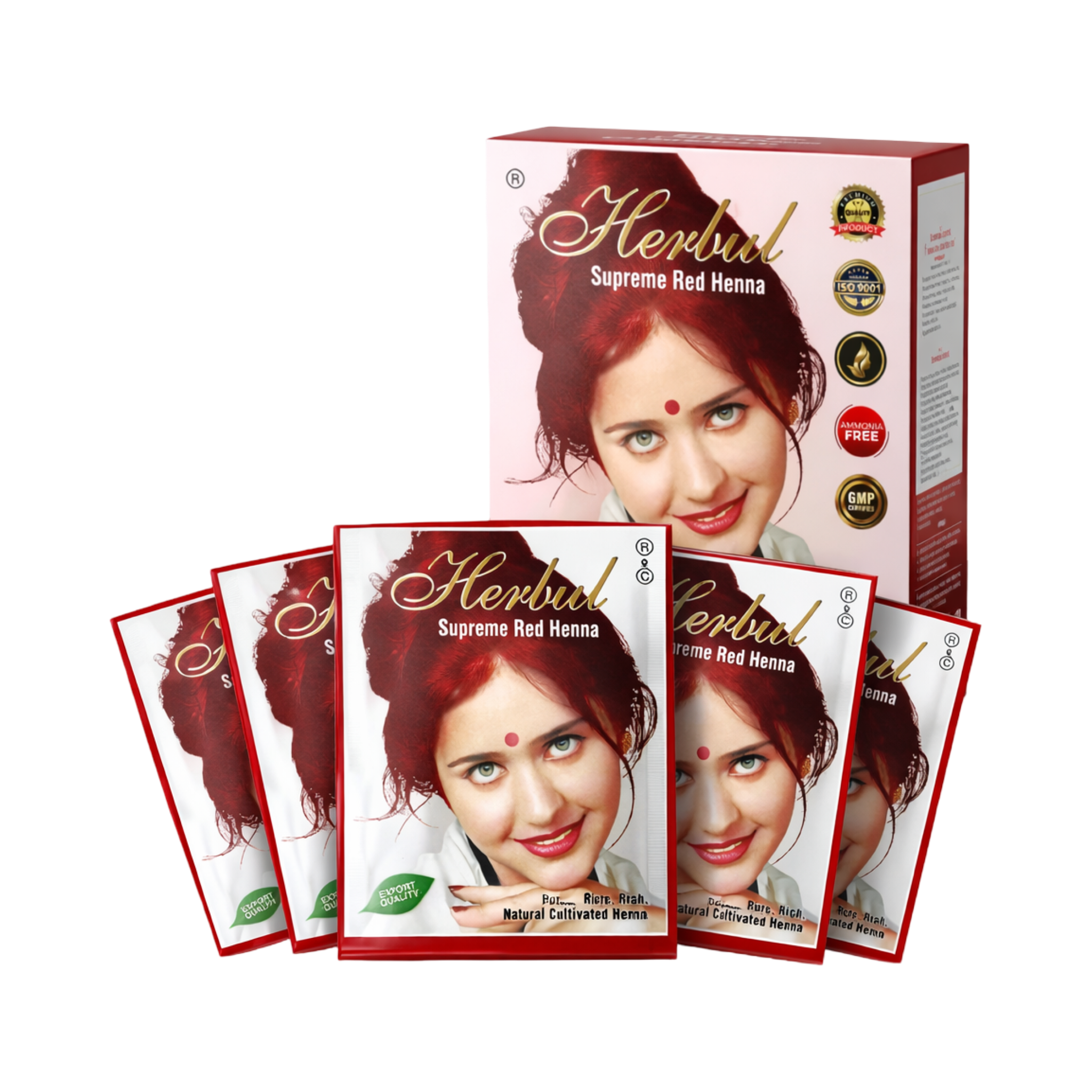 Herbul Supreme Red Henna - Natural Hair Color (12 Sachets Pack 10mg)