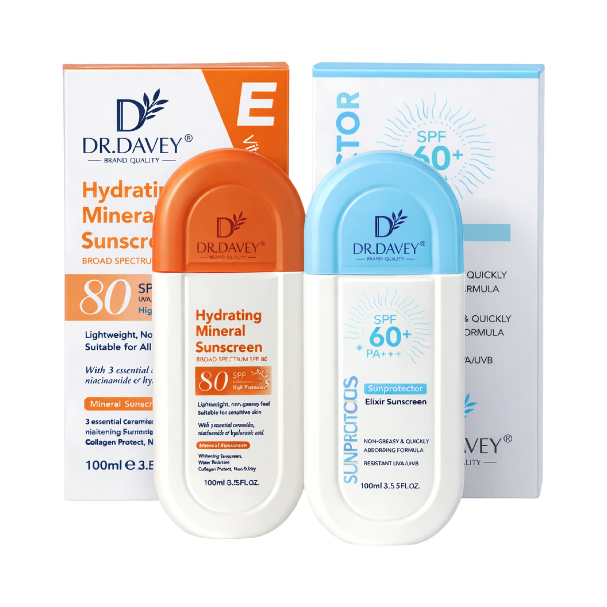 Dr. Davey Hydrating Mineral Sunscreen SPF 80 – & Dr. Davey Sunprotector SPF 60+ PA+++ – 100ml
