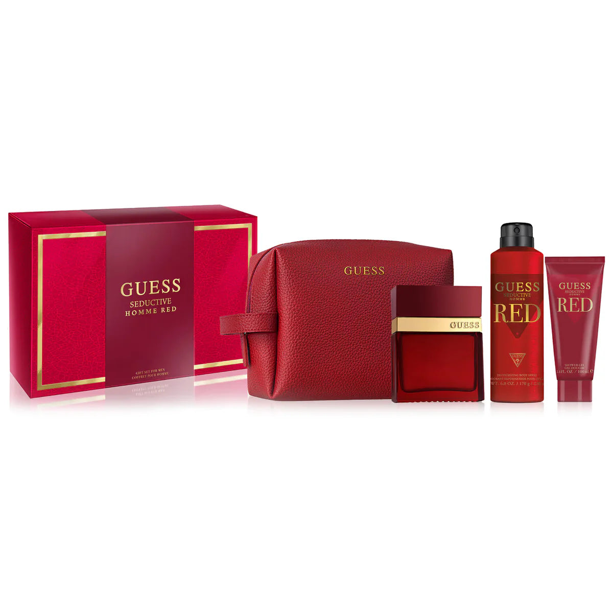 Guess Seductive Red (M) 4Pcs (EDT100ml +100ml SG+226 Body Spray+Pouch)Set